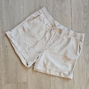 Ellen Tracy Linen Adjustable Drawstring Stretchy Waistband Shorts, Large